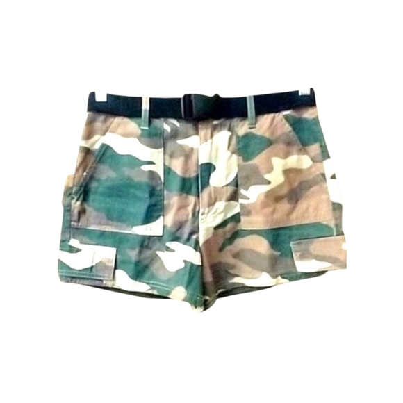 FOREVER21 Women's Belted High Rise Military Camouflage Shorts Size M - Picture 7 of 11